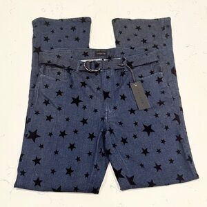 Phenom Los Angeles Dark Blue Demin Boot Cut Jeans with Star Pattern NWT